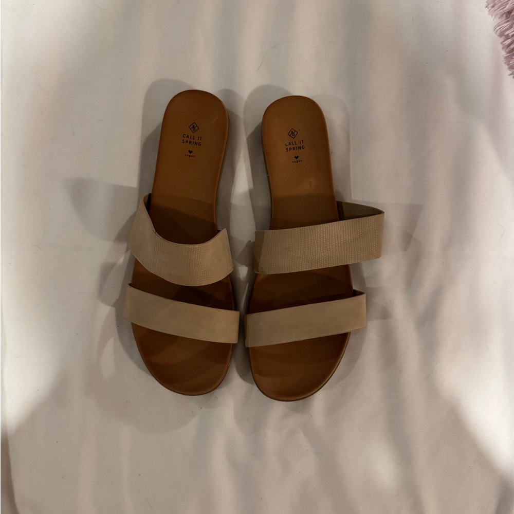 Call It Spring Tan Slide Sandals - Picture 2 of 4